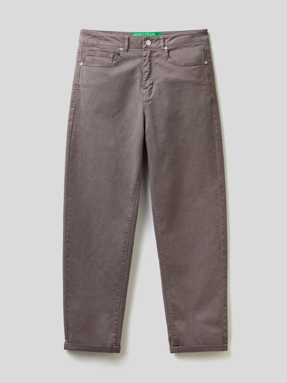 Pantaloni boyfriend in cotone stretch image number 1