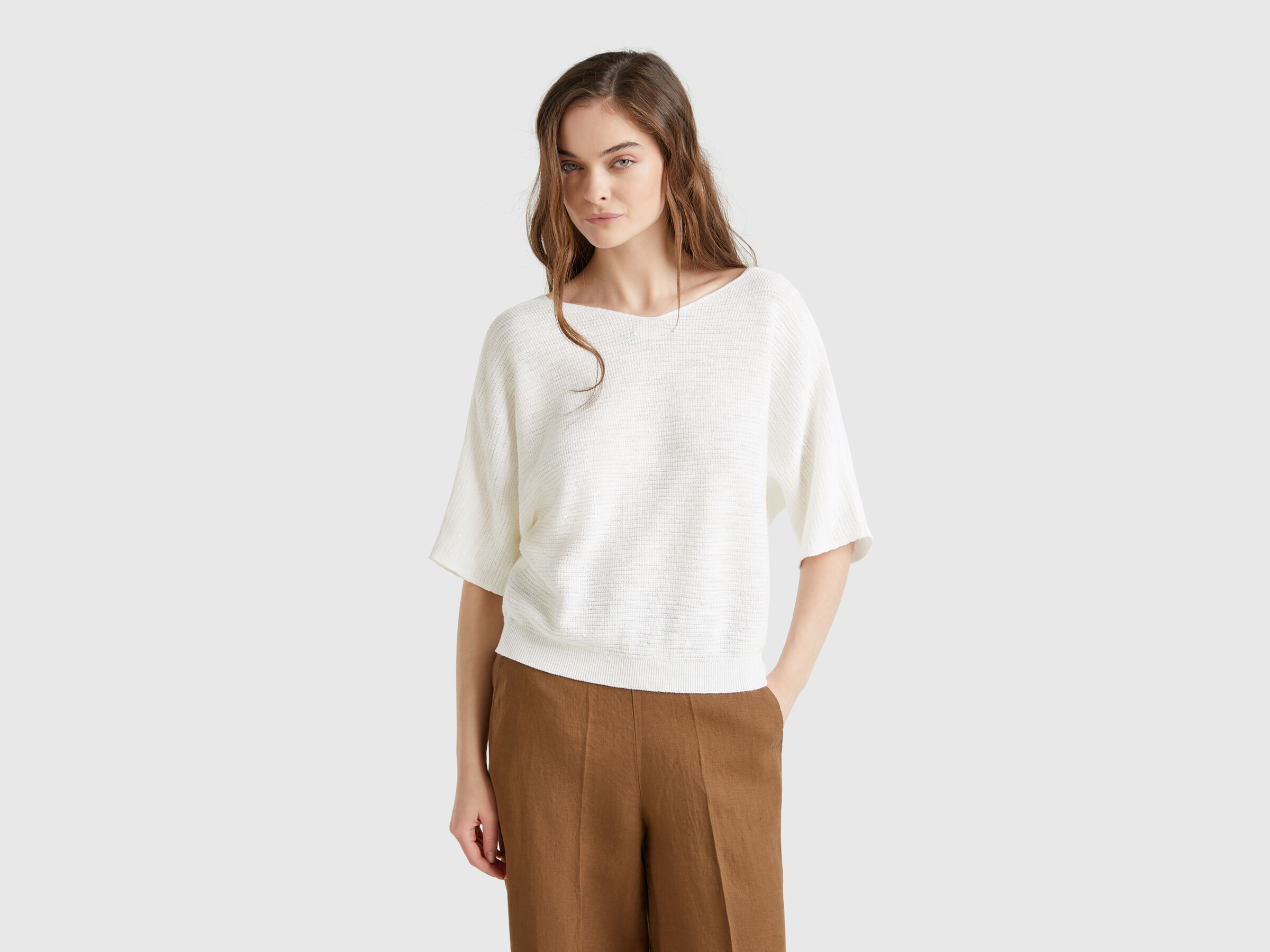 V NECK SWEATER H/S Femme image number 1