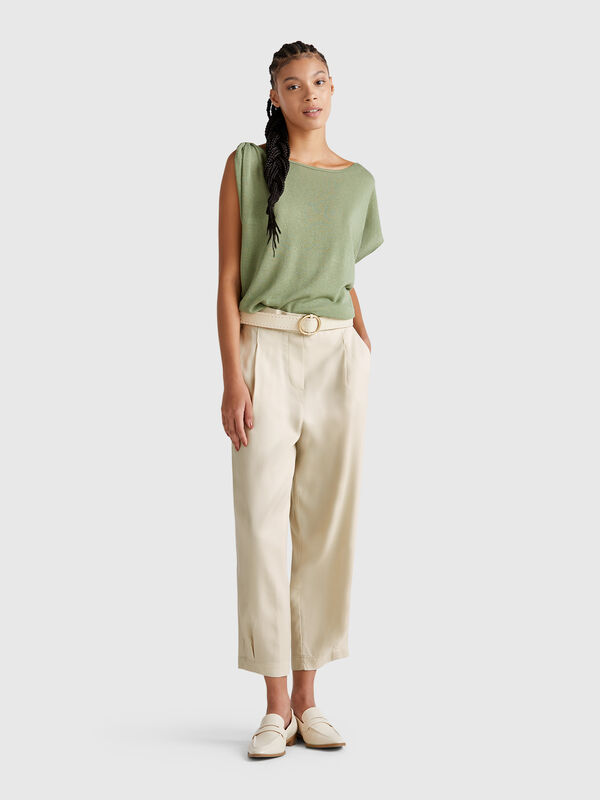 Pantalon fluide à plis Femme