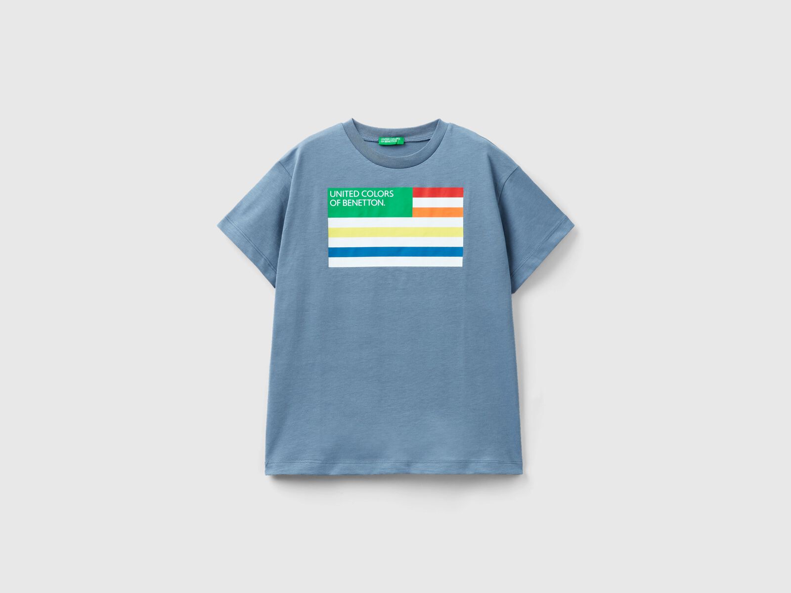 T-Shirt aus 100% Bio-Baumwolle | Benetton - Taubenblau
