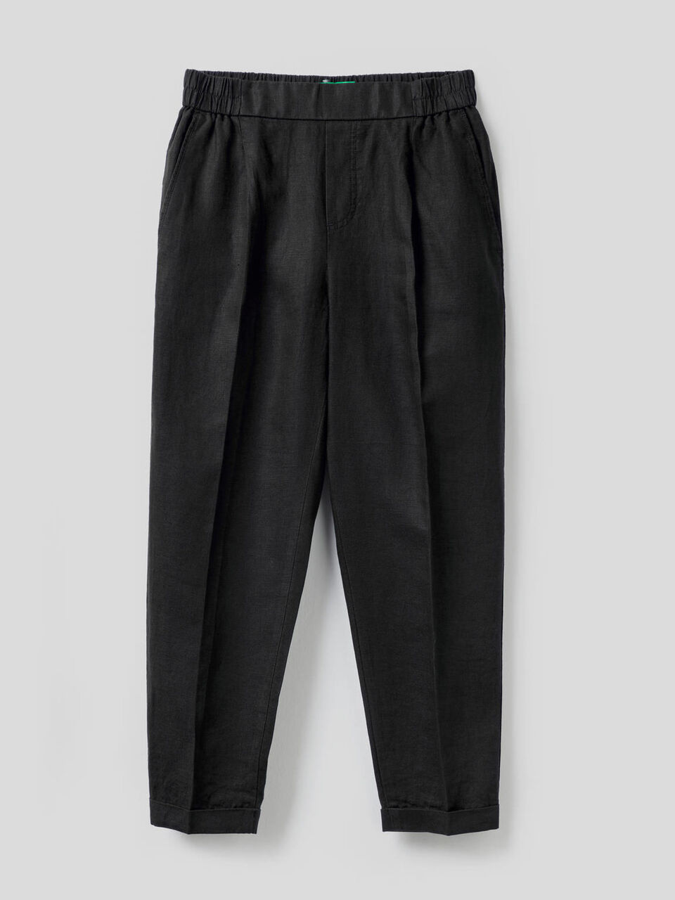 Cropped trousers in 100% linen image number 1