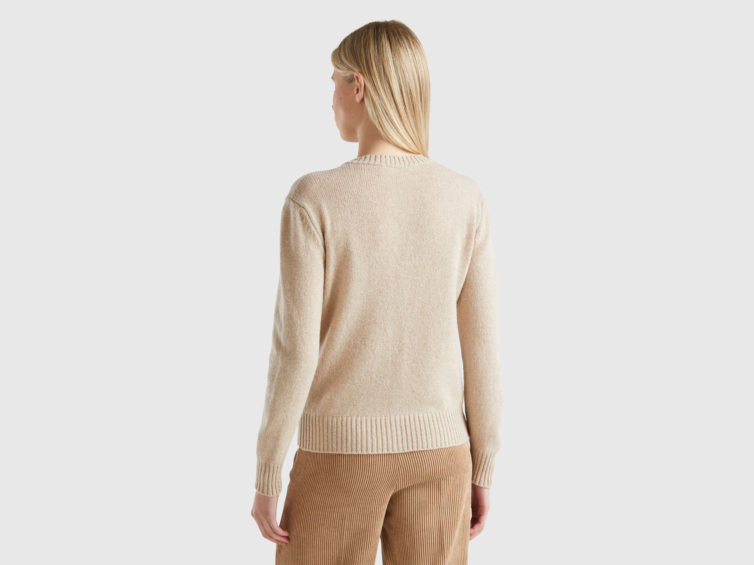 Cardigan in pure Shetland wool - Light Gray | Benetton