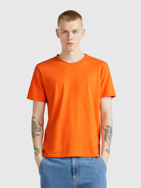 T-shirt ambre en coton flammé Homme