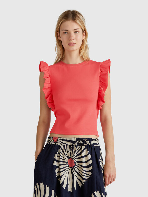 Maglietta slim fit con rouches Donna