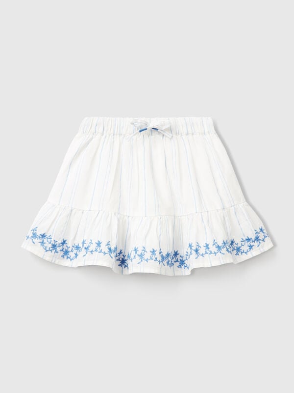 Jupe rayée avec broderie florale Filles