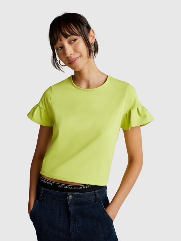 T-Shirt mit Rüschenärmeln Damen