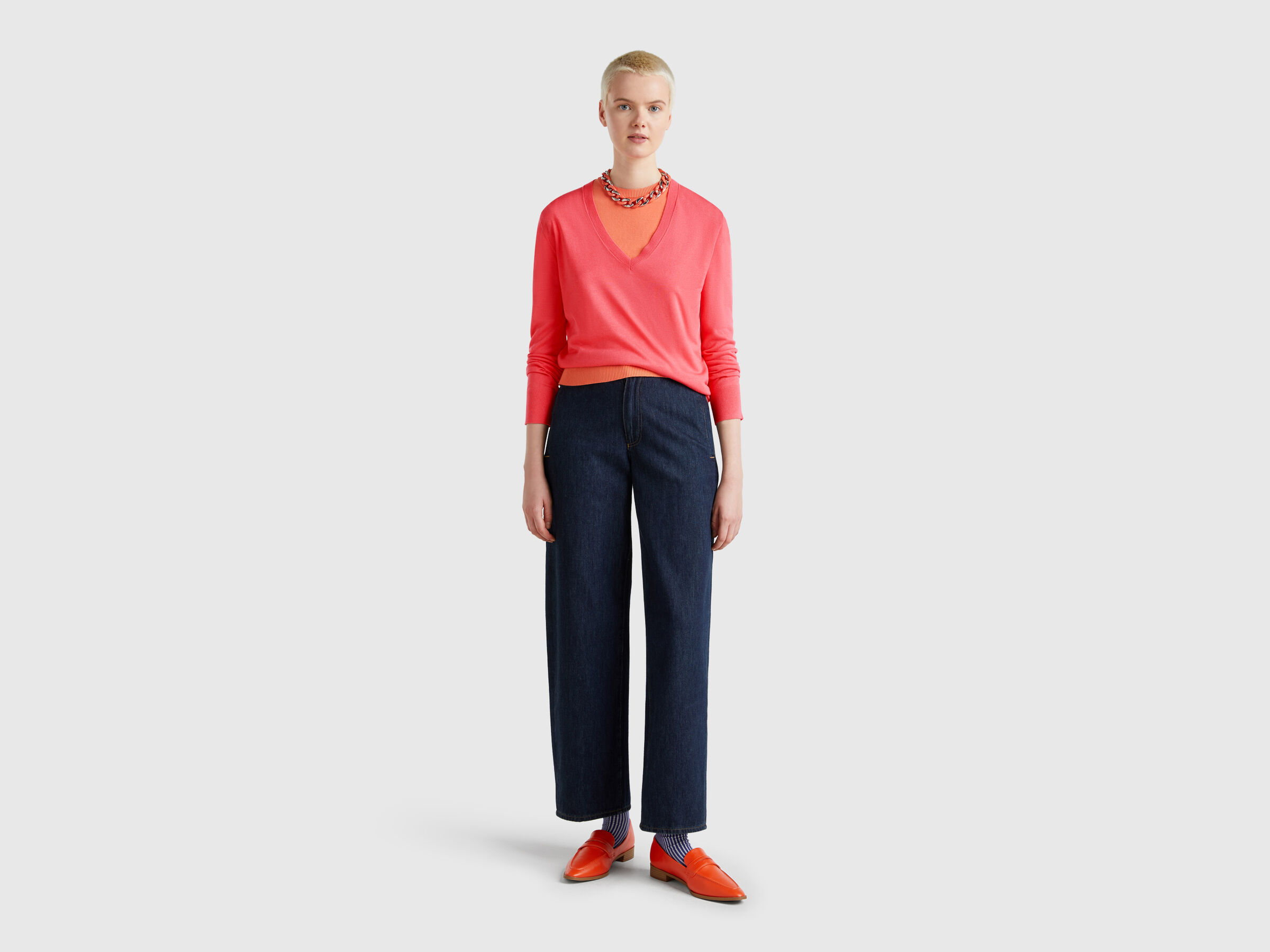MAGLIA SCOLLO V M/L Donna image number 2