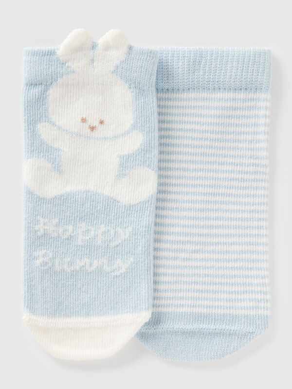 Set calzini con righe e coniglietto Baby