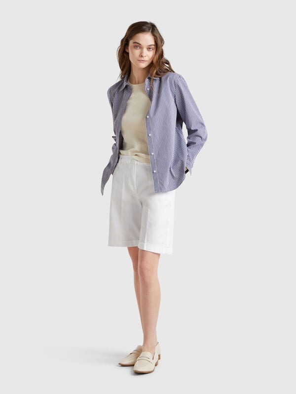 Bermudashorts mit Bündchen aus Stretch-Baumwolle Damen