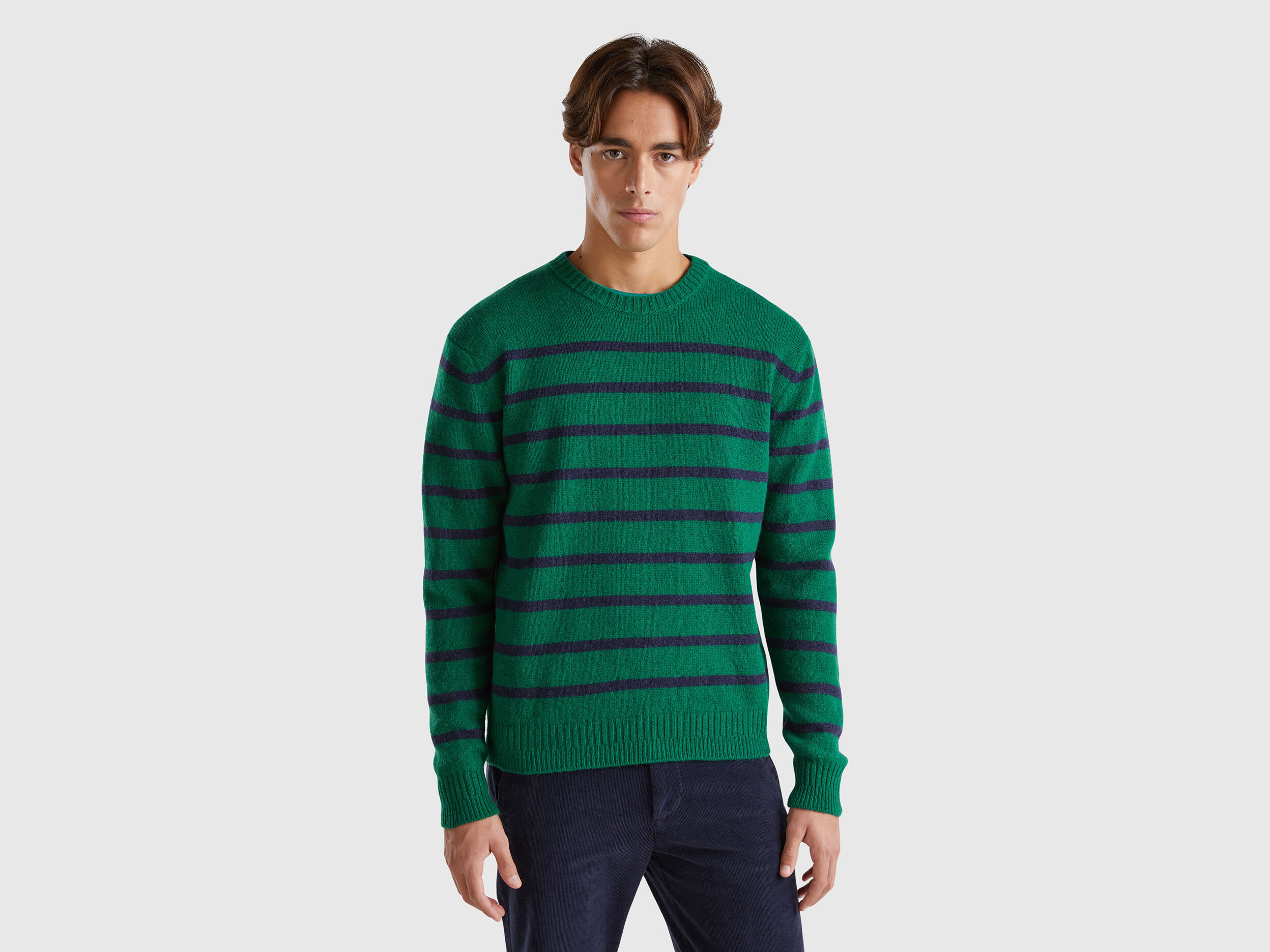 Green and blue striped sweater on sale