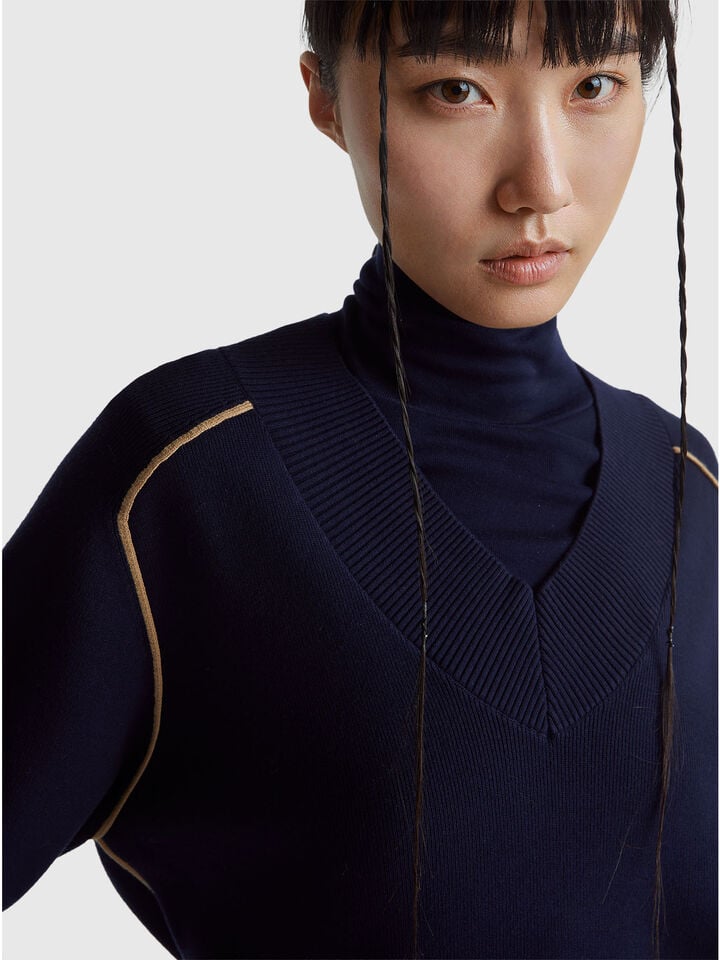 MAGLIA SCOLLO V M/L Donna