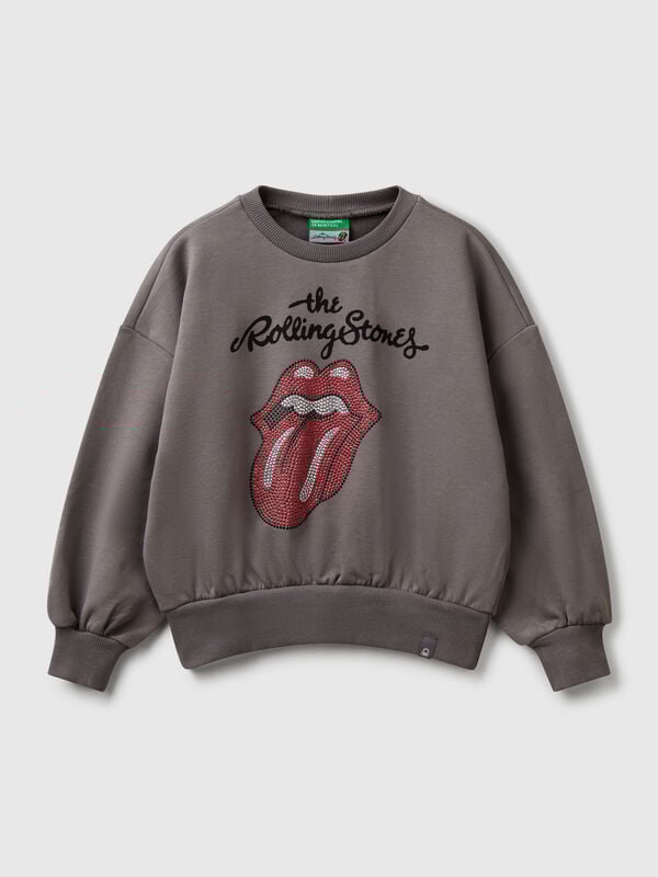 Übergroßes Sweatshirt „The Rolling Stones“ mit Strasssteinen Mädchen