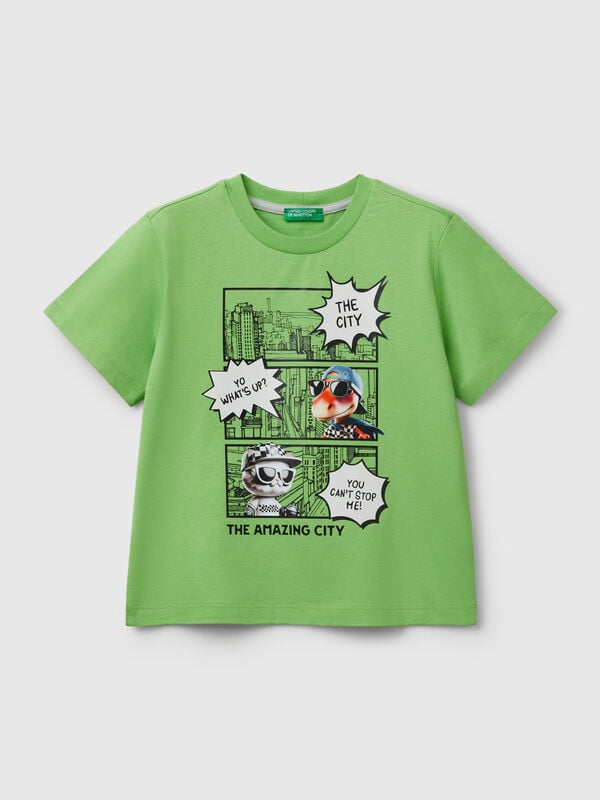 T-Shirt mit Rundhalsausschnitt und Aufdruck Jungen