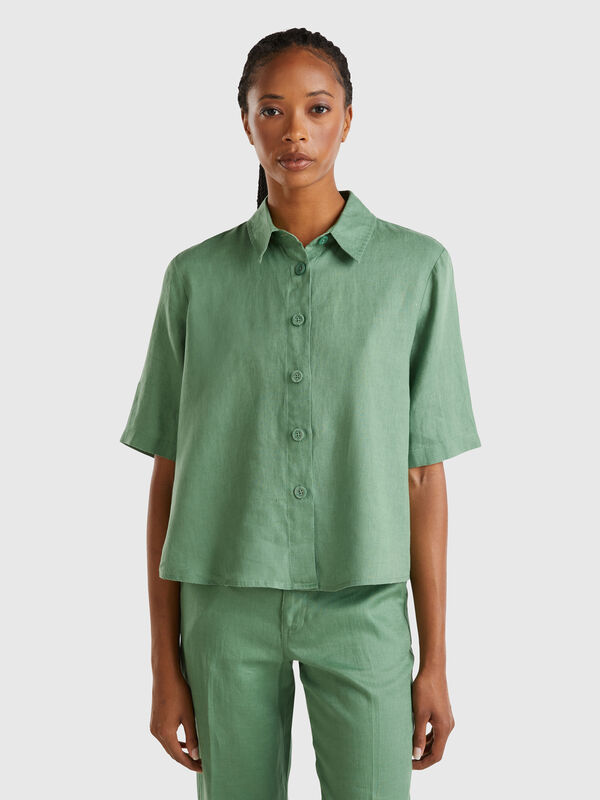 Camicia corta in puro lino Donna