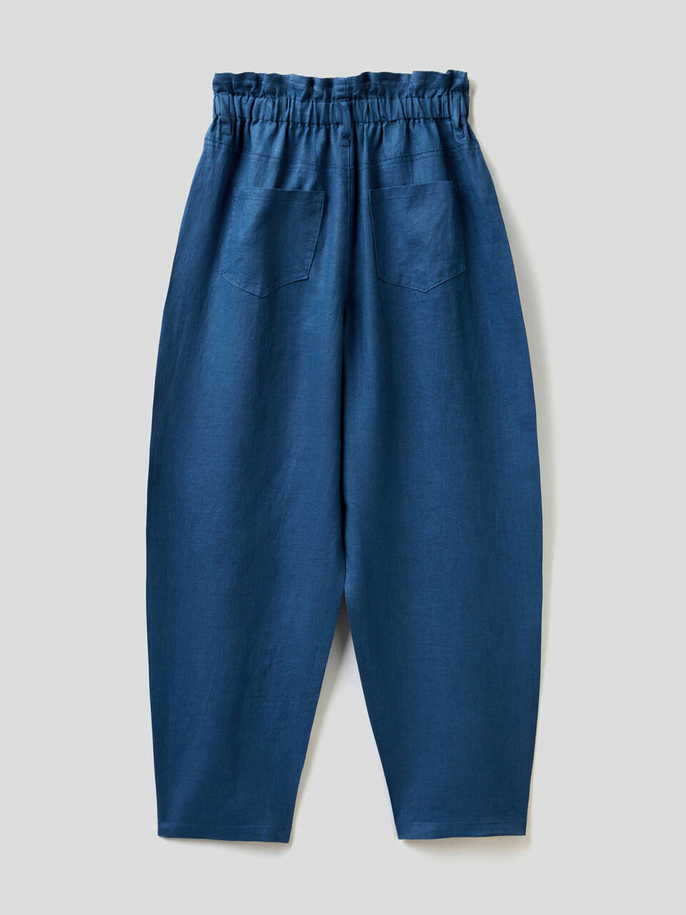 Pantaloni in puro lino con vita arricciata image number 2