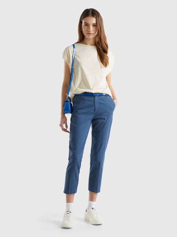 Chino cropped en coton stretch Femme