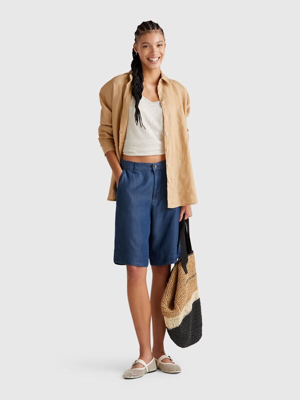 Chambray-Bermudashorts Damen