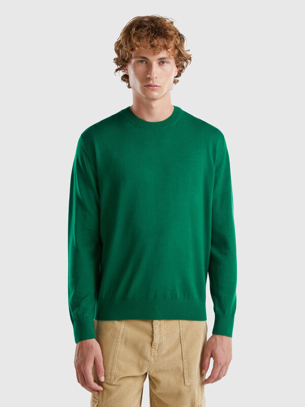 Green sweater in pure Merino wool Men