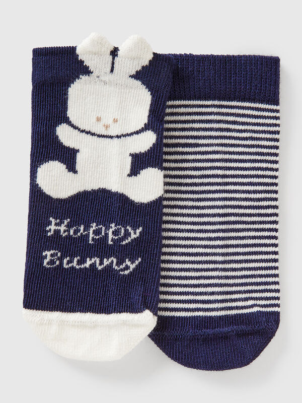 Set calzini con righe e coniglietto Baby