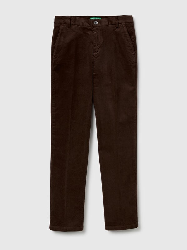 Pantalon chino en velours extensible Femme
