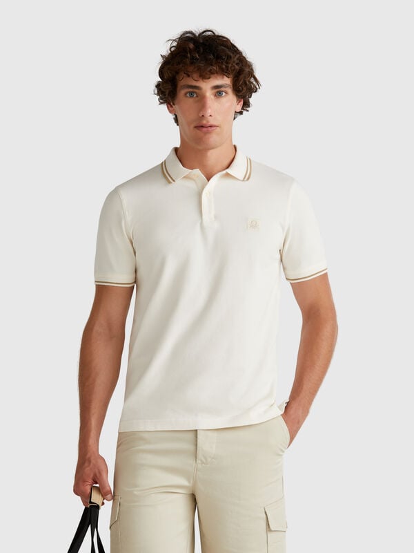 Polo coupe slim crème Homme
