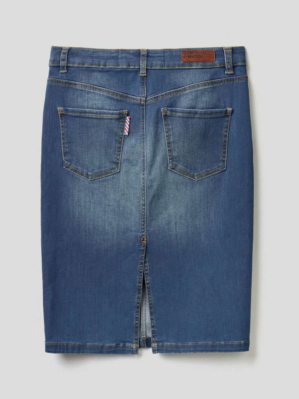 Stretch denim pencil skirt image number 2