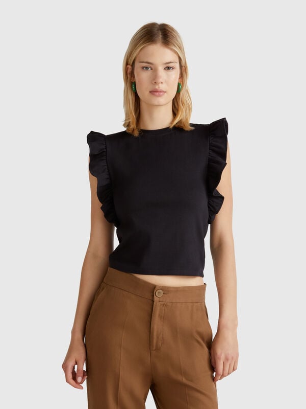 Maglietta slim fit con rouches Donna