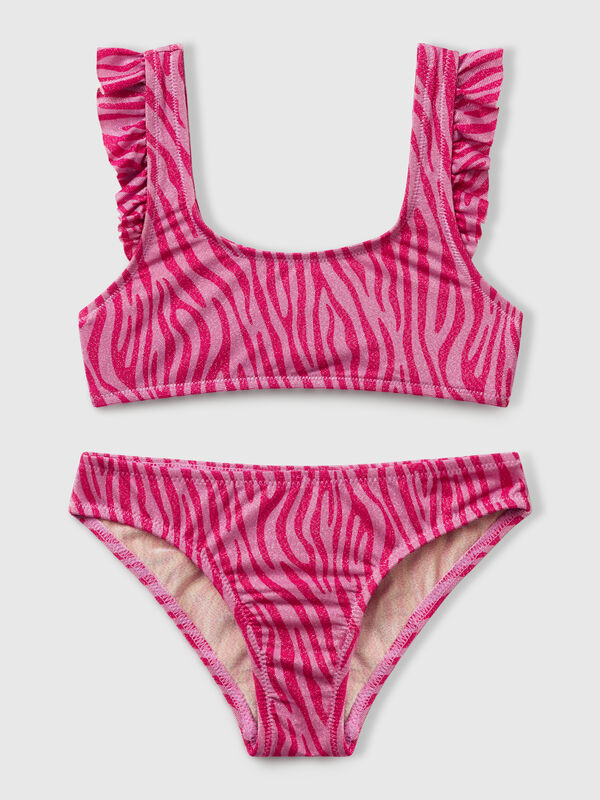 Bikini mare con stampa animalier Bambina