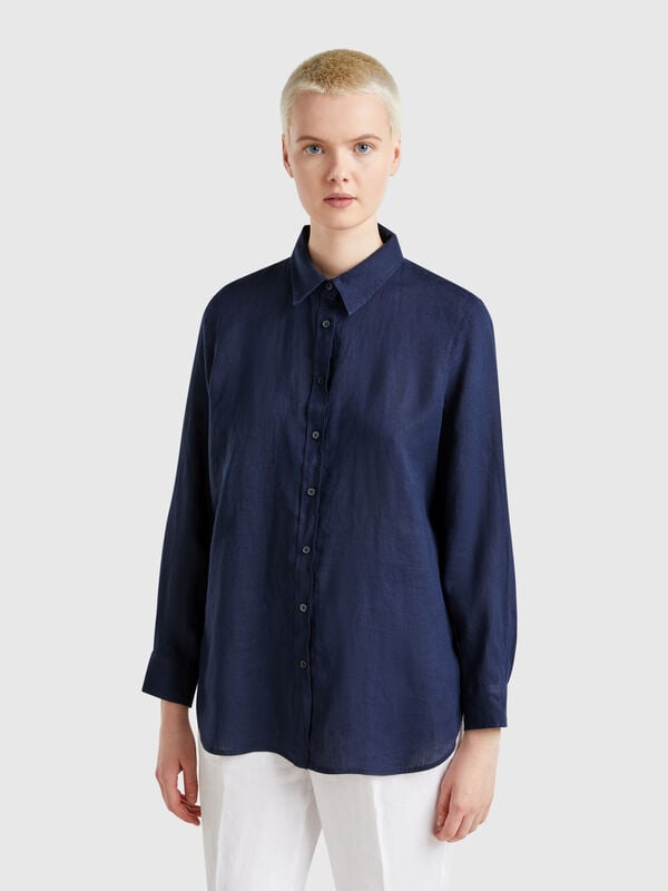 Chemise longue en pur lin Femme