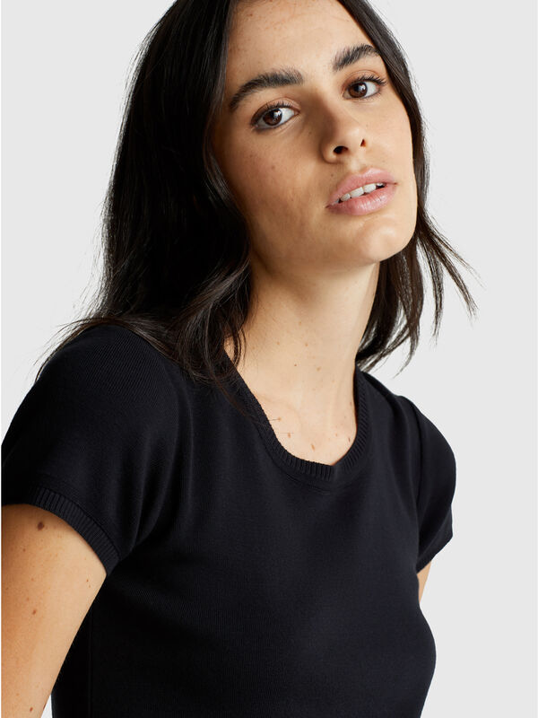 Maglia a manica corta in puro cotone Donna