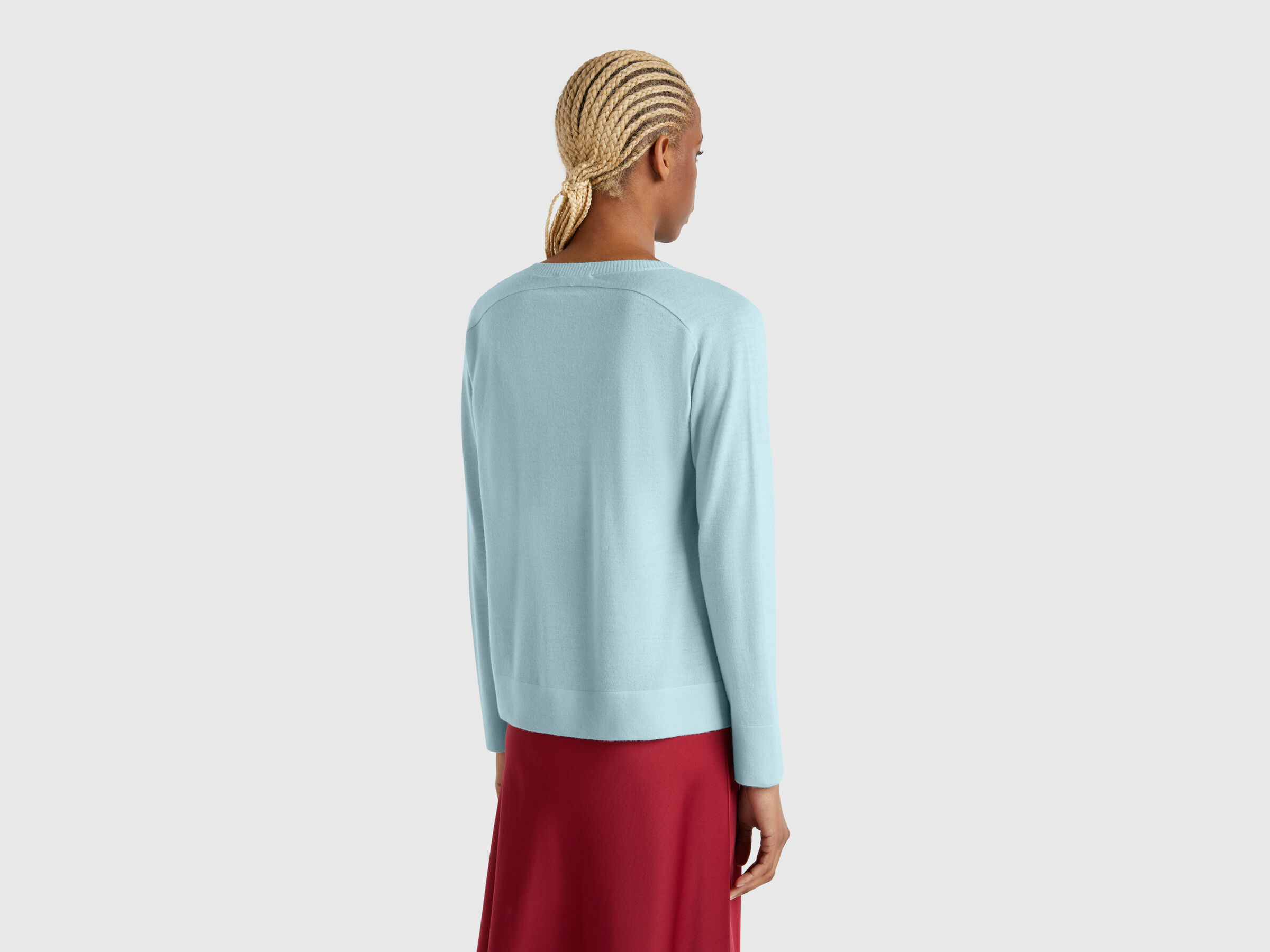 MAGLIA SCOLLO V M/L Donna image number 1