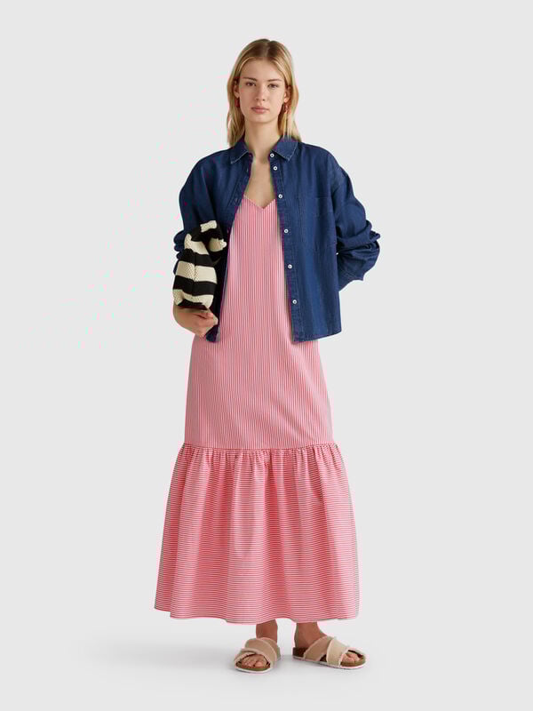 Langes gestreiftes Kleid Damen