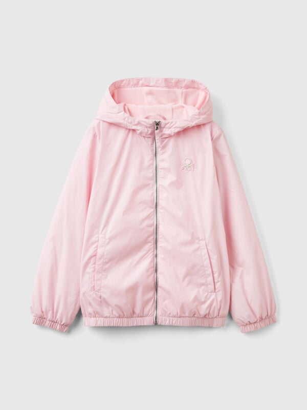 Blouson satiné zippé à capuche Filles