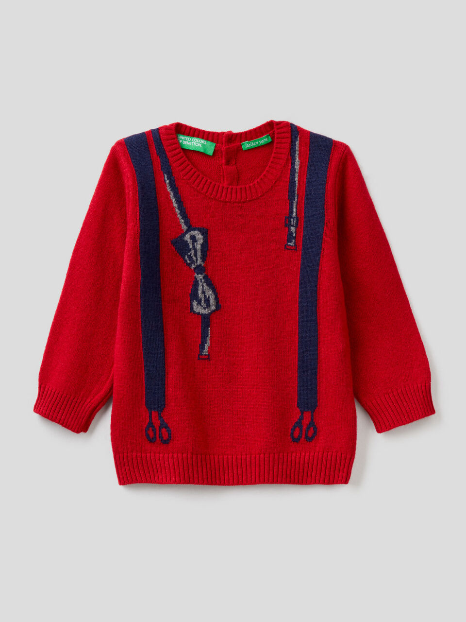 Pull en laine mélangée à intarsia nœud papillon image number 1