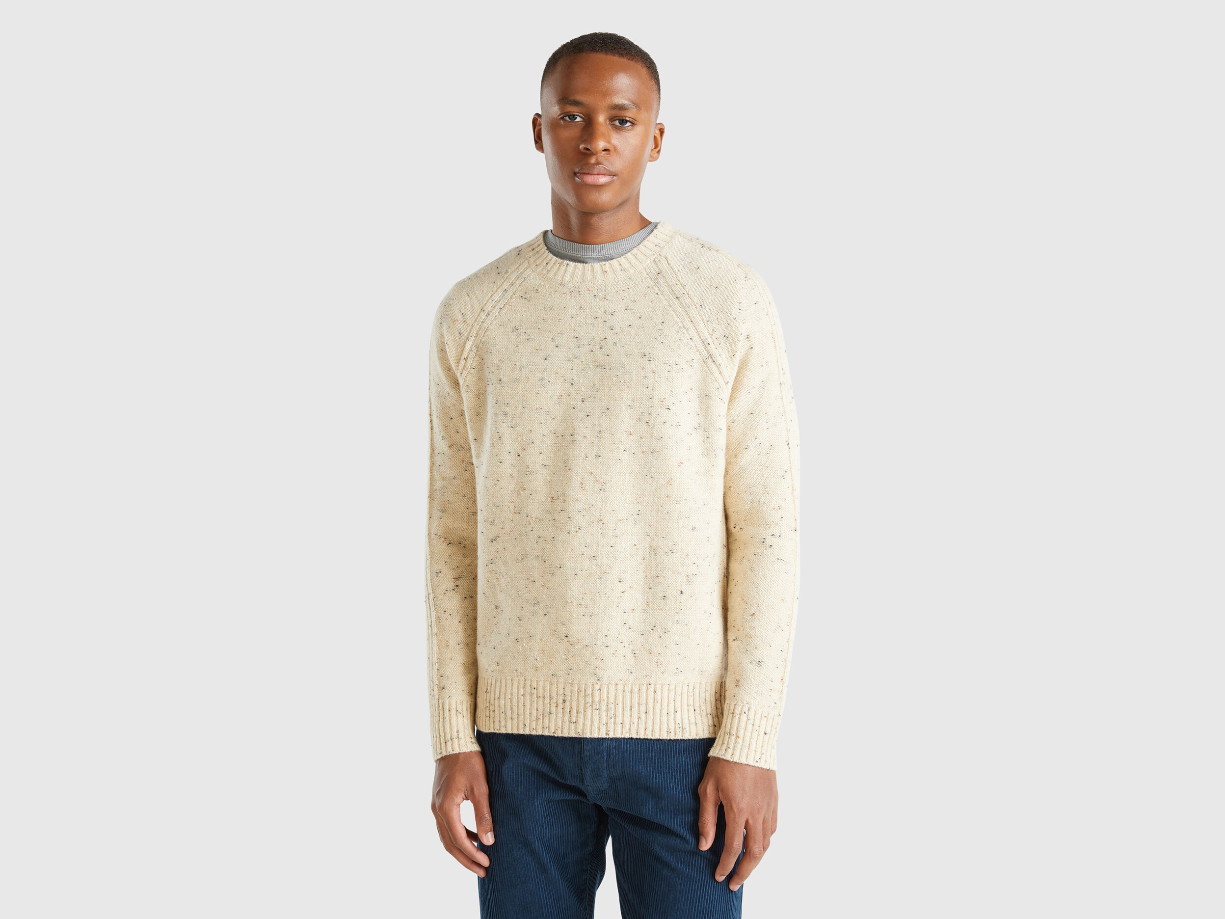 Maglia girocollo in misto lana Cammello Benetton