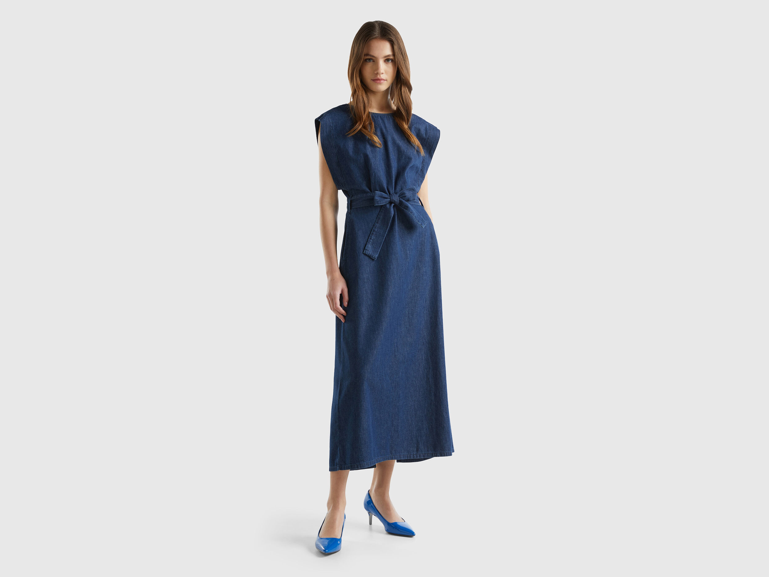 Robe kimono en jeans Bleu Fonce Benetton