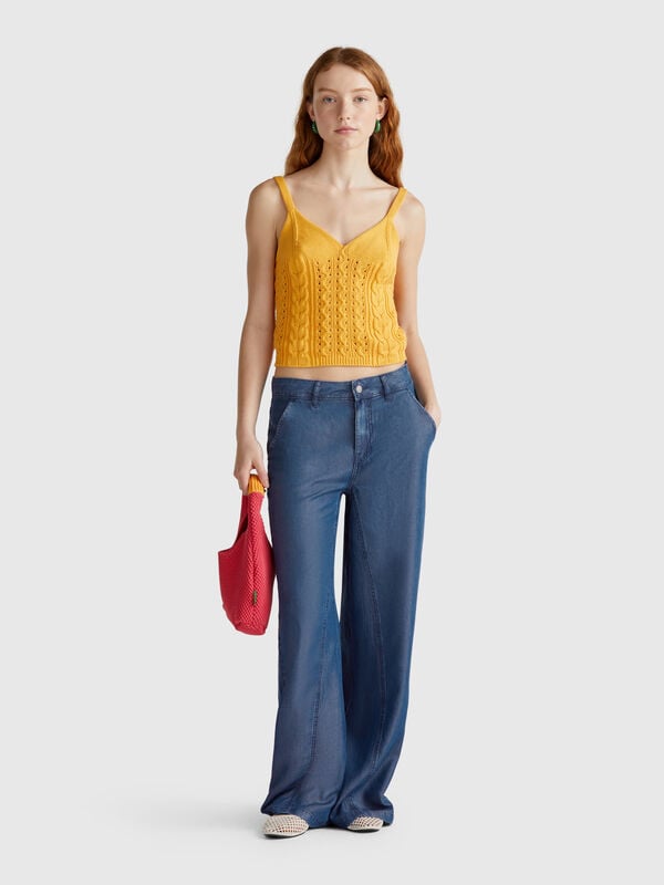 Weite Chambray-Hose Damen