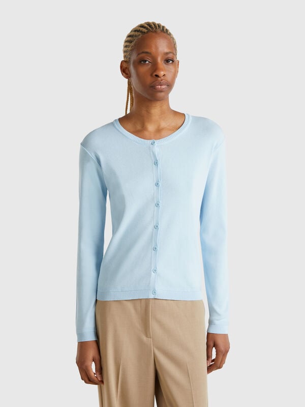 Gilet à col rond en pur coton Femme