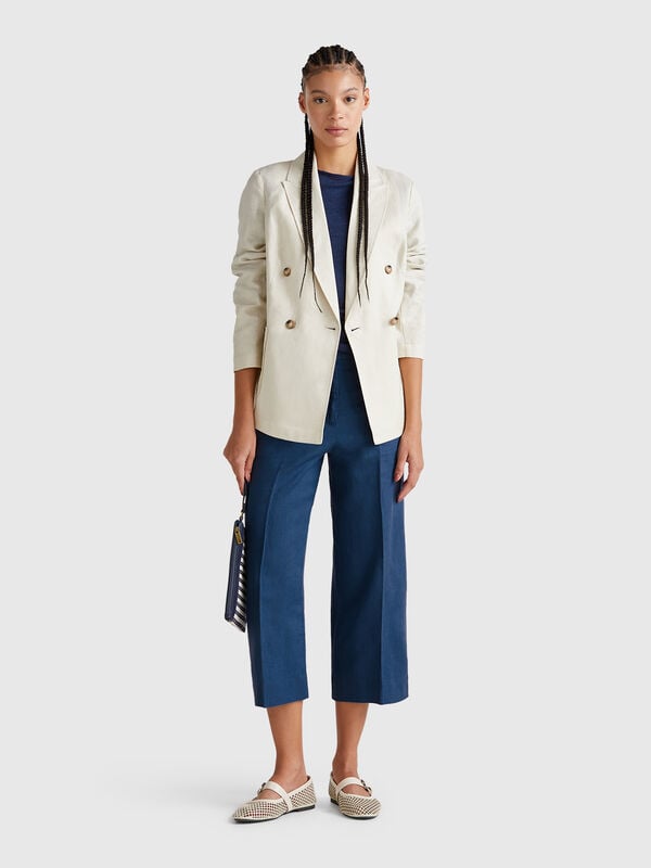 Pantalon court en pur lin Femme
