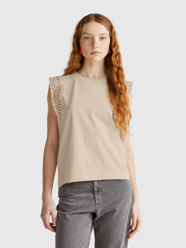 Ärmelloses Top mit Makramee Damen
