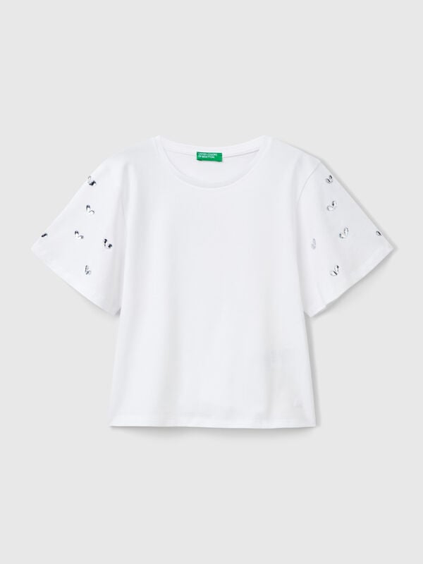 T-Shirt mit Strassärmeln Mädchen
