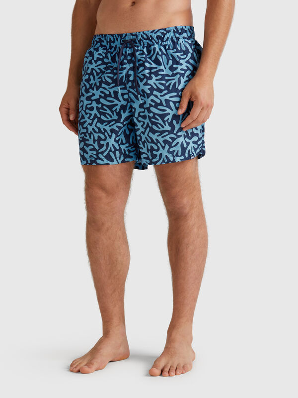 Short de bain en nylon à motifs Homme