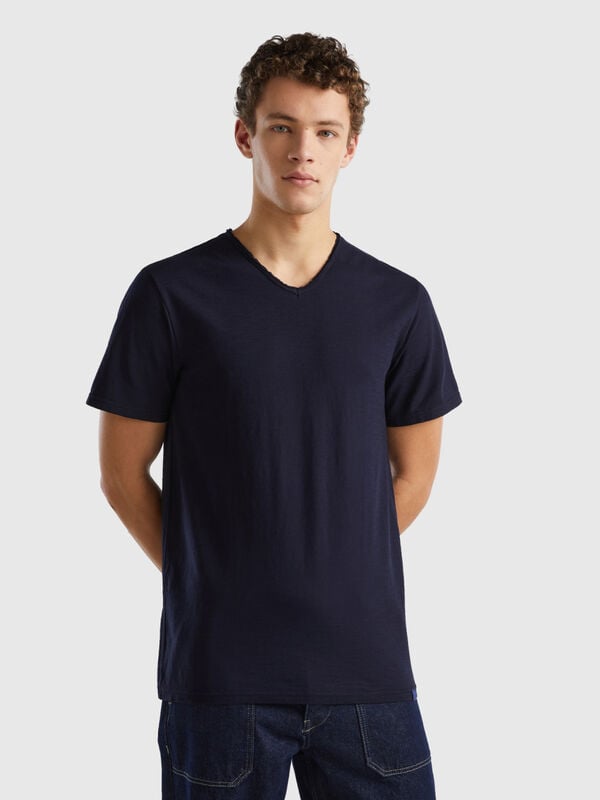 T-shirt 100 % coton à col en V Homme