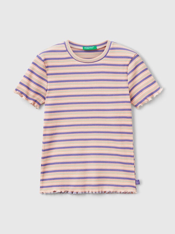 T-shirt rayé en coton stretch Filles