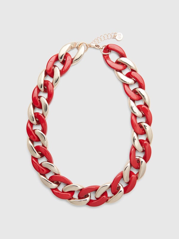 Collier or et brique Femme