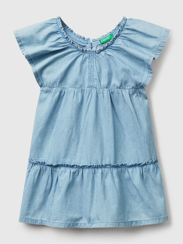 Chambray-Kleid mit Volant Mädchen