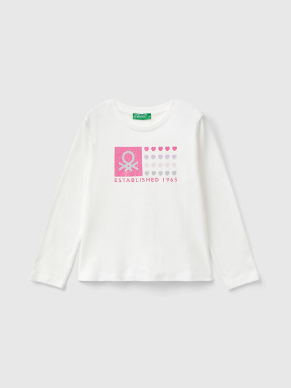 T-shirt à imprimé pailleté en coton bio Filles