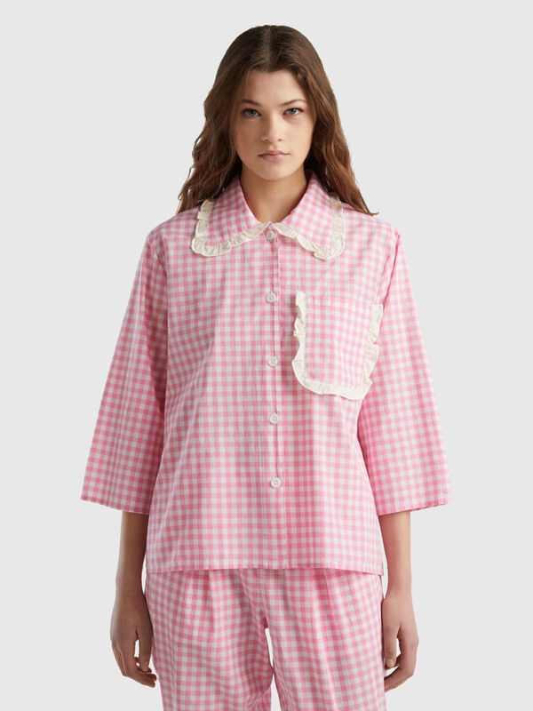 Veste de pyjama à carreaux Vichy Femme