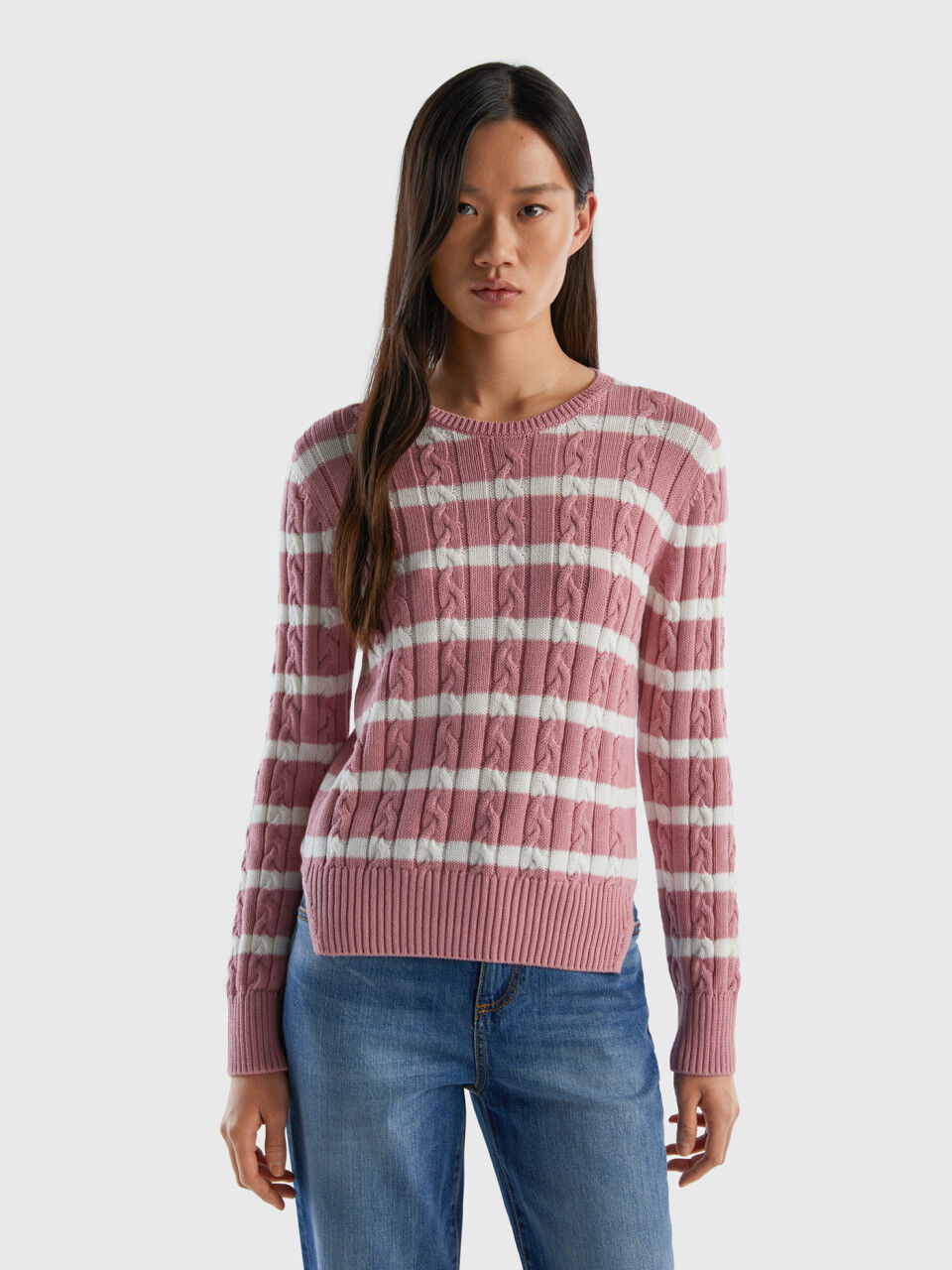 Striped 100% cotton sweater