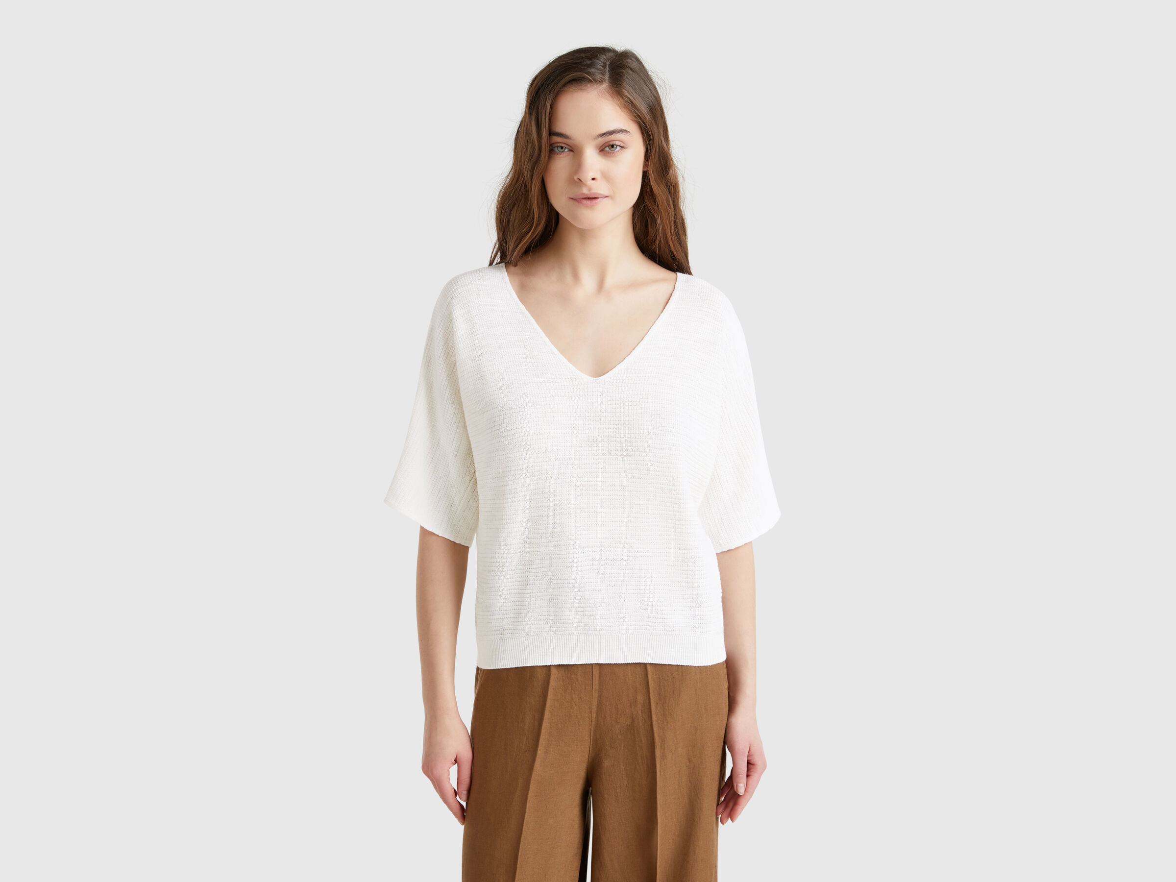 V NECK SWEATER H/S Femme image number 0